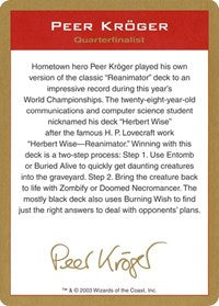 2003 Peer Kroger Biography Card [World Championship Decks] | Gam3 Escape
