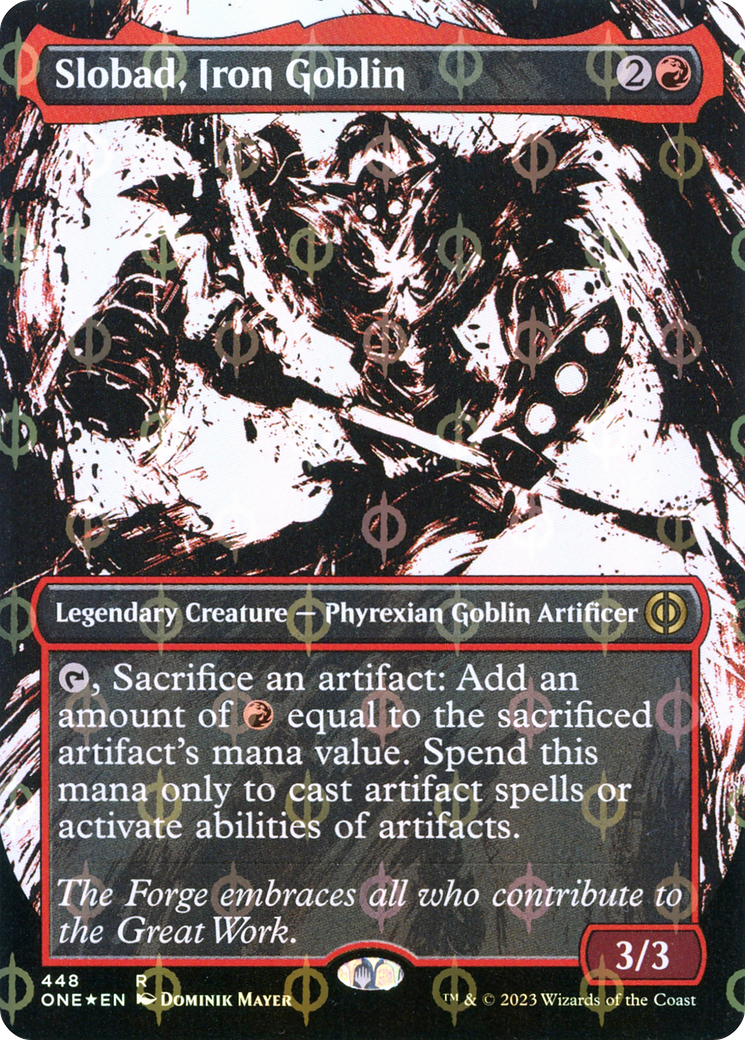 Slobad, Iron Goblin (Borderless Ichor Step-and-Compleat Foil) [Phyrexia: All Will Be One] | Gam3 Escape