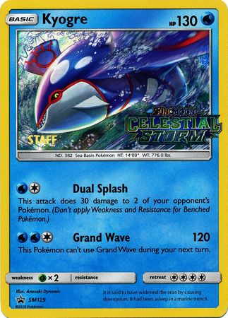 Kyogre (SM129) (Staff Prerelease Promo) [Sun & Moon: Black Star Promos] | Gam3 Escape