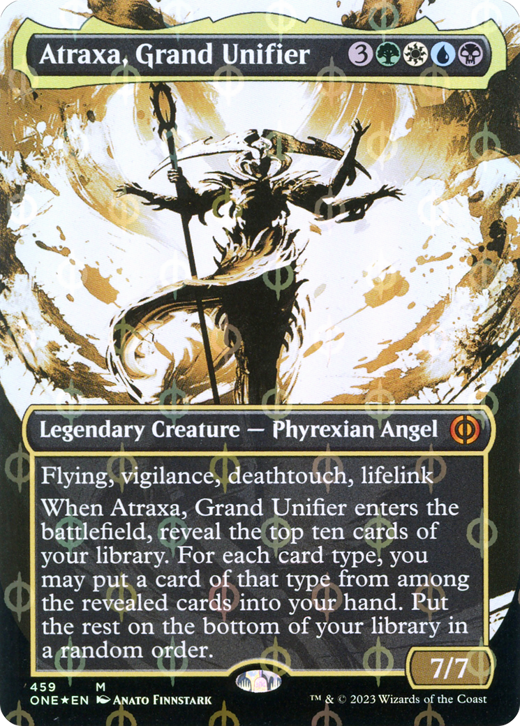 Atraxa, Grand Unifier (Borderless Ichor Step-and-Compleat Foil) [Phyrexia: All Will Be One] | Gam3 Escape