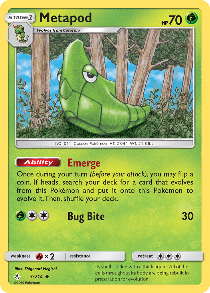 Metapod (3/214) [Sun & Moon: Unbroken Bonds] | Gam3 Escape