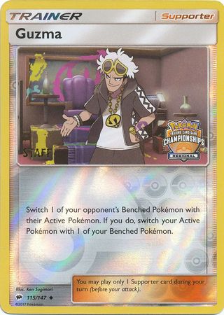 Guzma (115/147) (League Promo) (Staff) [Sun & Moon: Burning Shadows] | Gam3 Escape