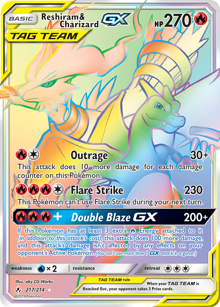 Reshiram & Charizard GX (217/214) [Sun & Moon: Unbroken Bonds] | Gam3 Escape