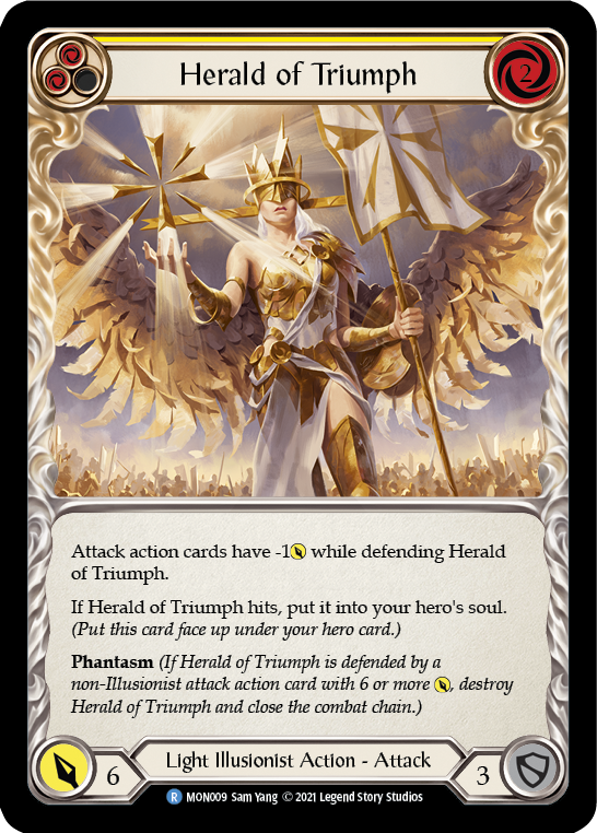 Herald of Triumph (Yellow) (Rainbow Foil) [MON009-RF] 1st Edition Rainbow Foil | Gam3 Escape