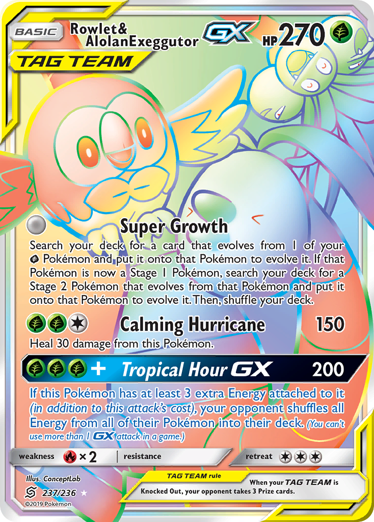 Rowlet & Alolan Exeggutor GX (237/236) [Sun & Moon: Unified Minds] | Gam3 Escape