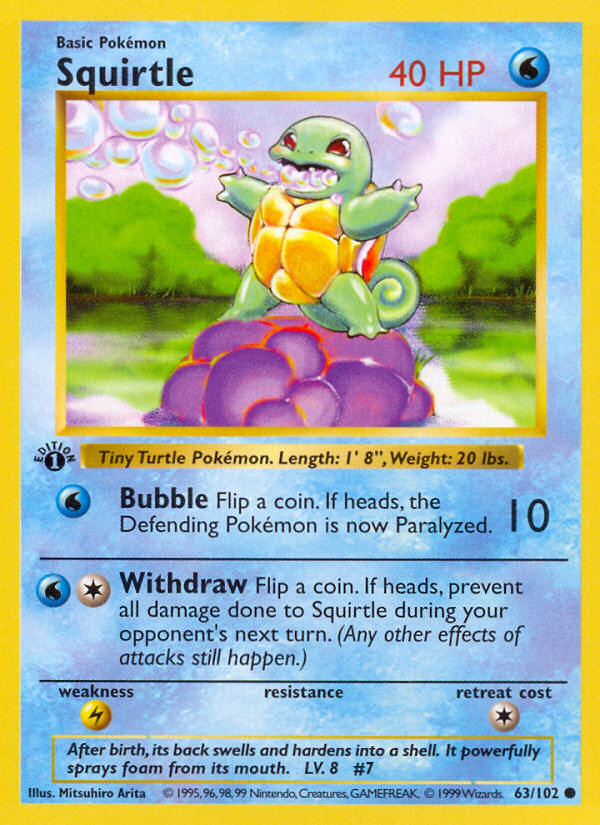Squirtle (63/102) (Shadowless) [Base Set 1st Edition] | Gam3 Escape
