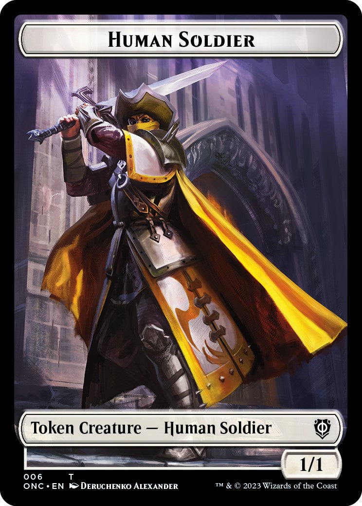 Human Soldier // Elephant Double-Sided Token [Phyrexia: All Will Be One Commander Tokens] | Gam3 Escape