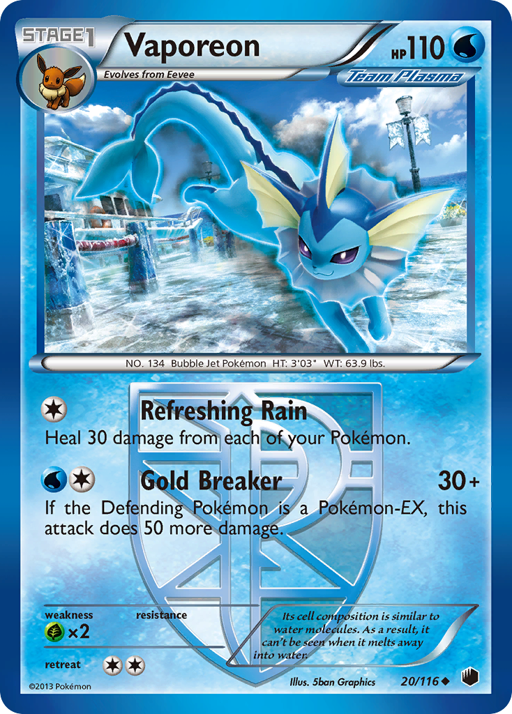 Vaporeon (20/116) [Black & White: Plasma Freeze] | Gam3 Escape