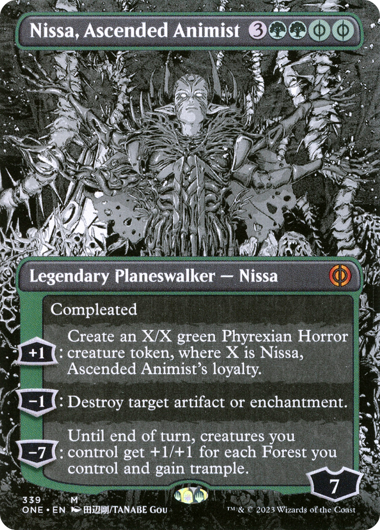 Nissa, Ascended Animist (Borderless Manga) [Phyrexia: All Will Be One] | Gam3 Escape
