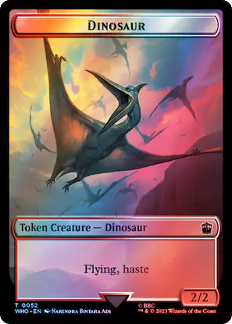 Warrior // Dinosaur Double-Sided Token (Surge Foil) [Doctor Who Tokens] | Gam3 Escape