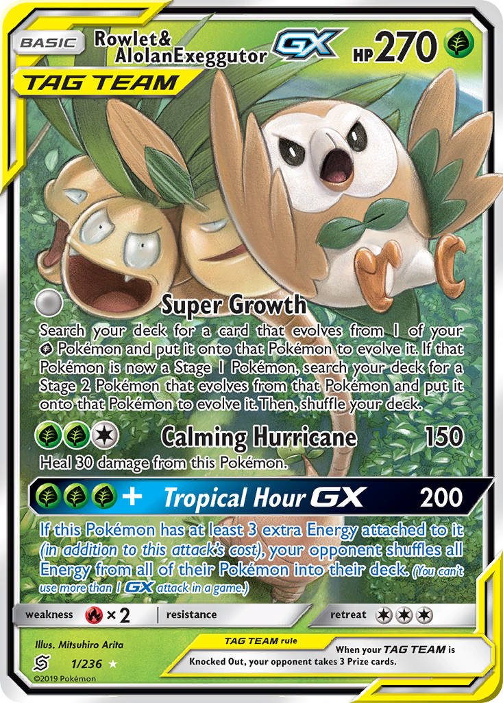 Rowlet & Alolan Exeggutor GX (1/236) [Sun & Moon: Unified Minds] | Gam3 Escape