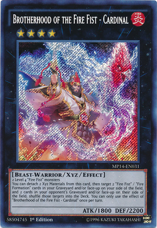 Brotherhood of the Fire Fist - Cardinal [MP14-EN031] Secret Rare | Gam3 Escape