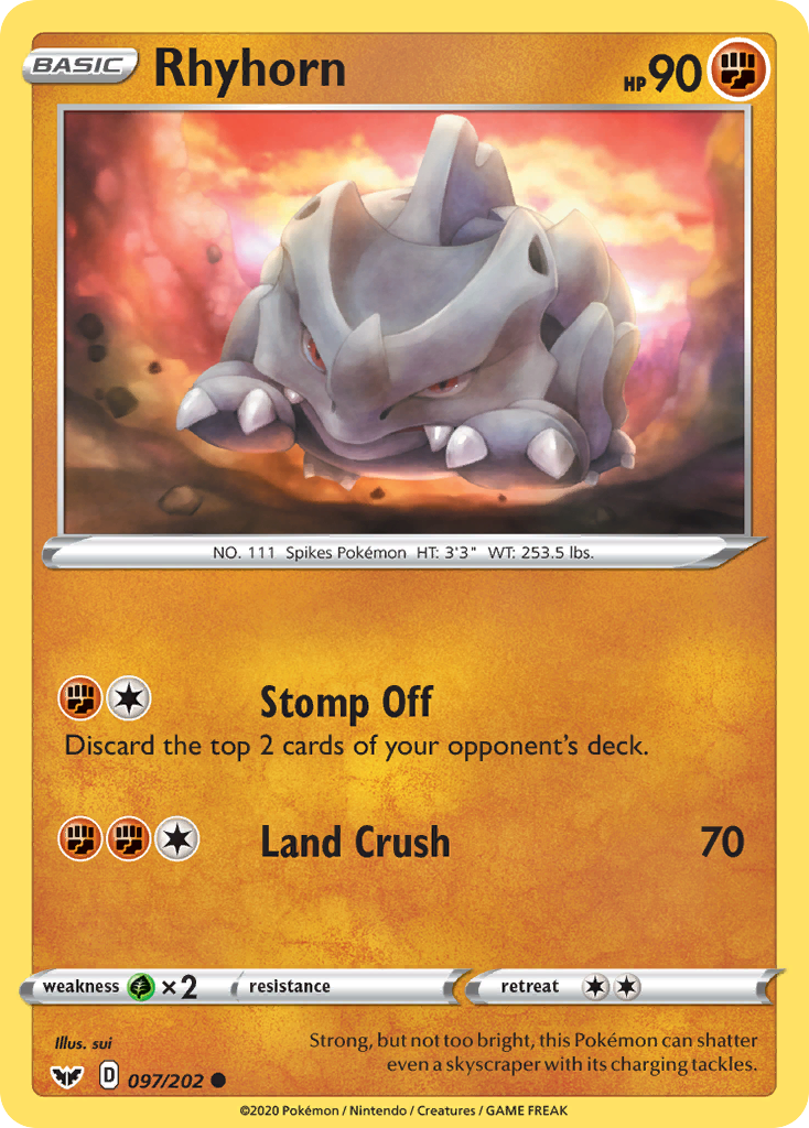 Rhyhorn (097/202) [Sword & Shield: Base Set] | Gam3 Escape