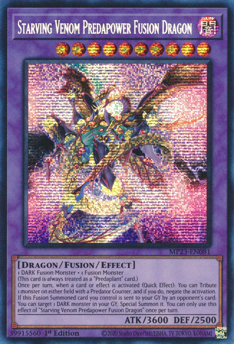 Starving Venom Predapower Fusion Dragon [MP23-EN081] Prismatic Secret Rare | Gam3 Escape