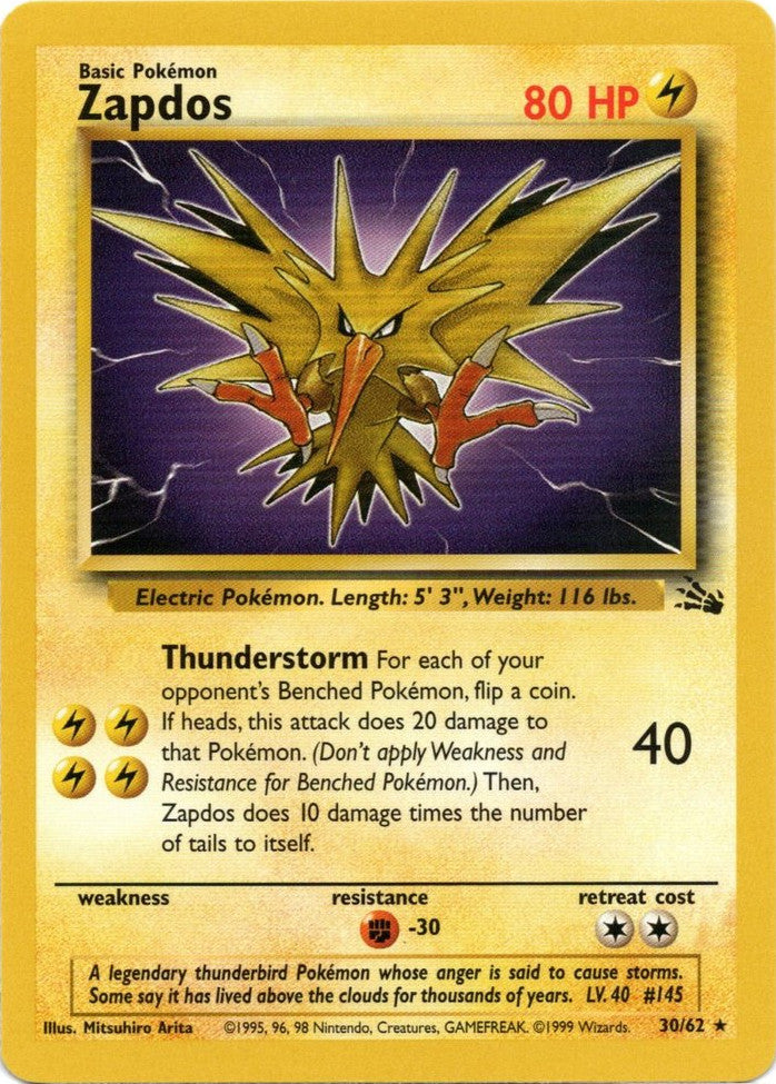 Zapdos (30/62) [Fossil Unlimited] | Gam3 Escape