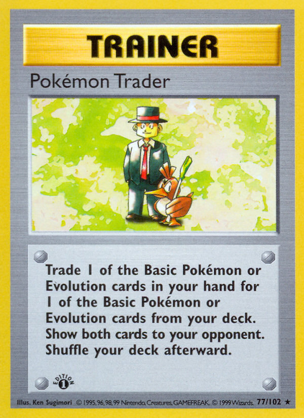 Pokemon Trader (77/102) (Shadowless) [Base Set 1st Edition] | Gam3 Escape