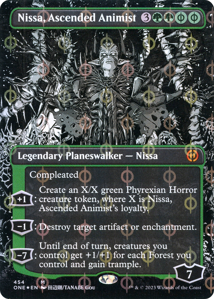 Nissa, Ascended Animist (Borderless Manga Step-and-Compleat Foil) [Phyrexia: All Will Be One] | Gam3 Escape
