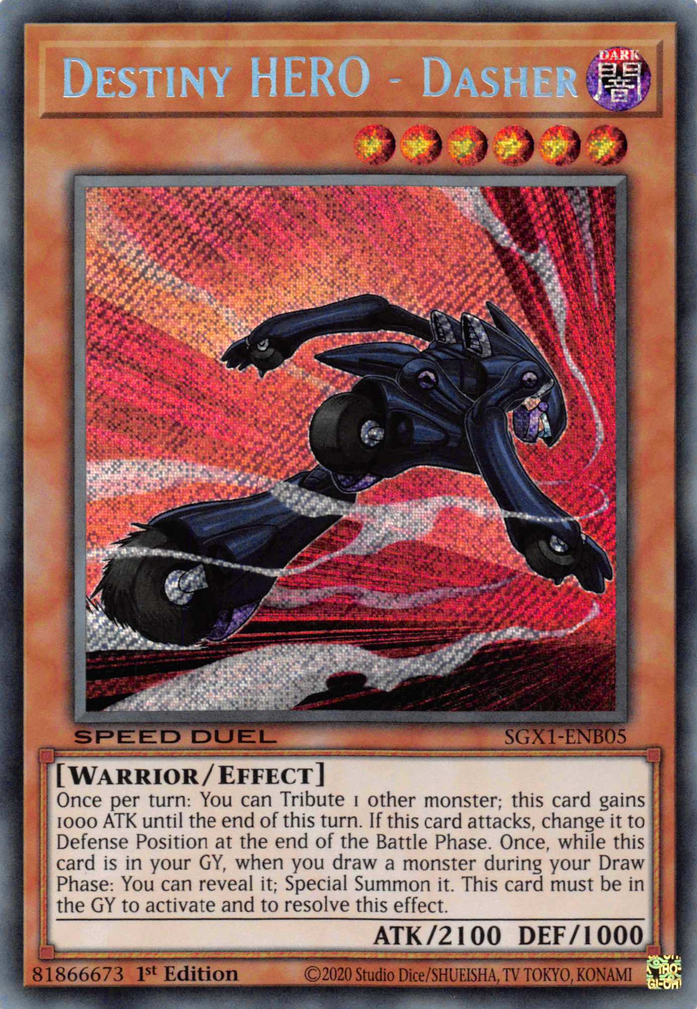 Destiny HERO - Dasher [SGX1-ENB05] Secret Rare | Gam3 Escape