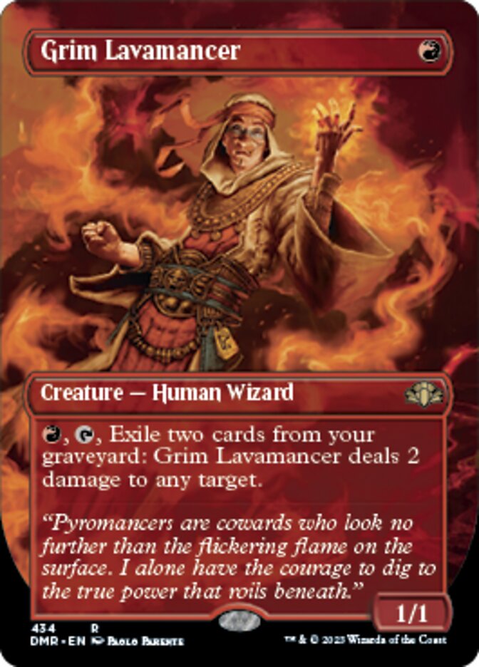 Grim Lavamancer (Borderless Alternate Art) [Dominaria Remastered] | Gam3 Escape