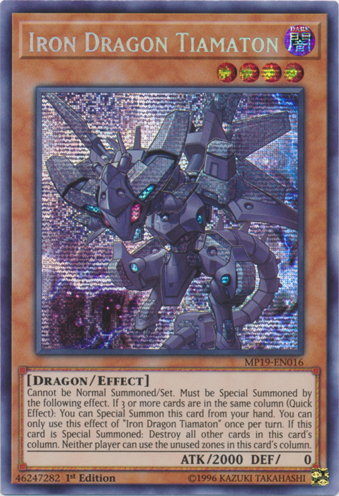 Iron Dragon Tiamaton [MP19-EN016] Prismatic Secret Rare | Gam3 Escape