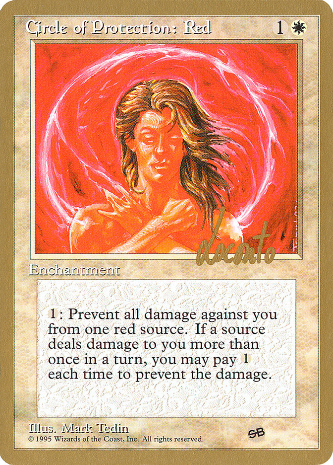 Circle of Protection: Red (Michael Loconto) (SB) (4ED) [Pro Tour Collector Set] | Gam3 Escape