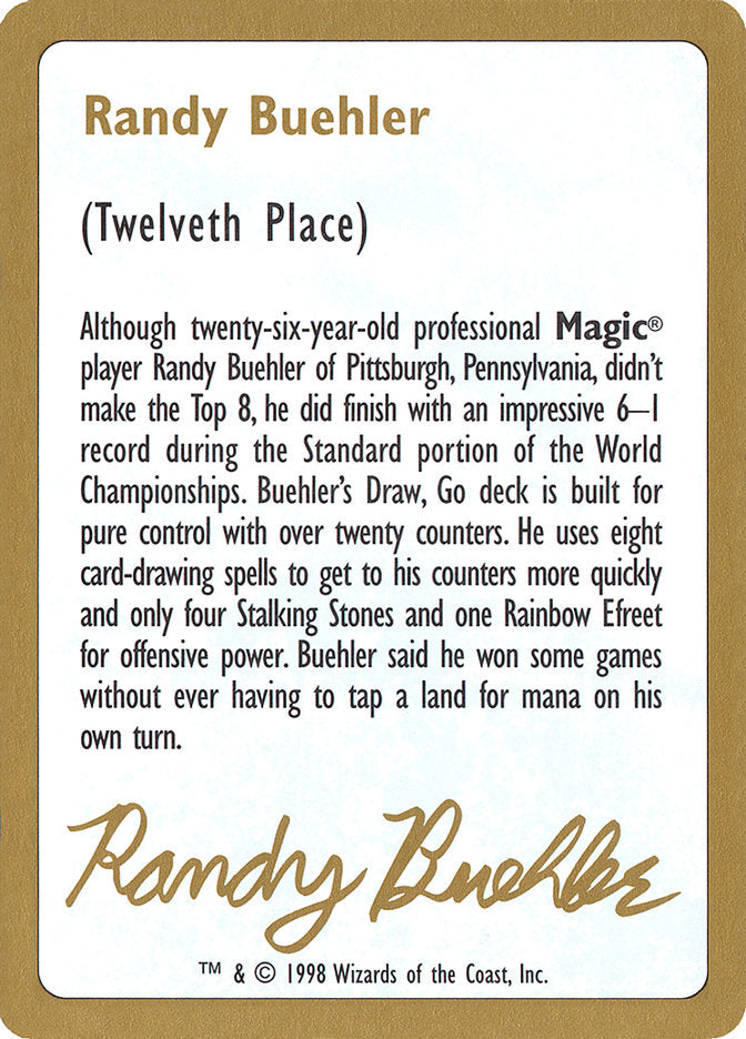 Randy Buehler Bio [World Championship Decks 1998] | Gam3 Escape