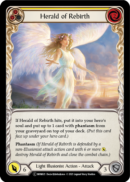 Herald of Rebirth (Yellow) (Rainbow Foil) [U-MON021-RF] Unlimited Rainbow Foil | Gam3 Escape