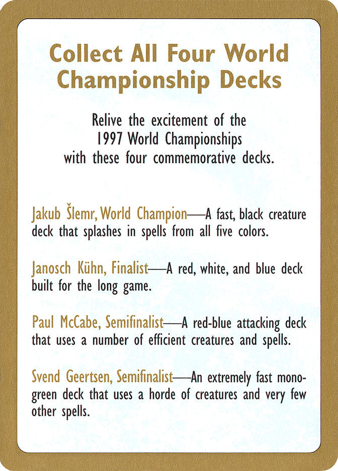 1997 World Championships Ad [World Championship Decks 1997] | Gam3 Escape