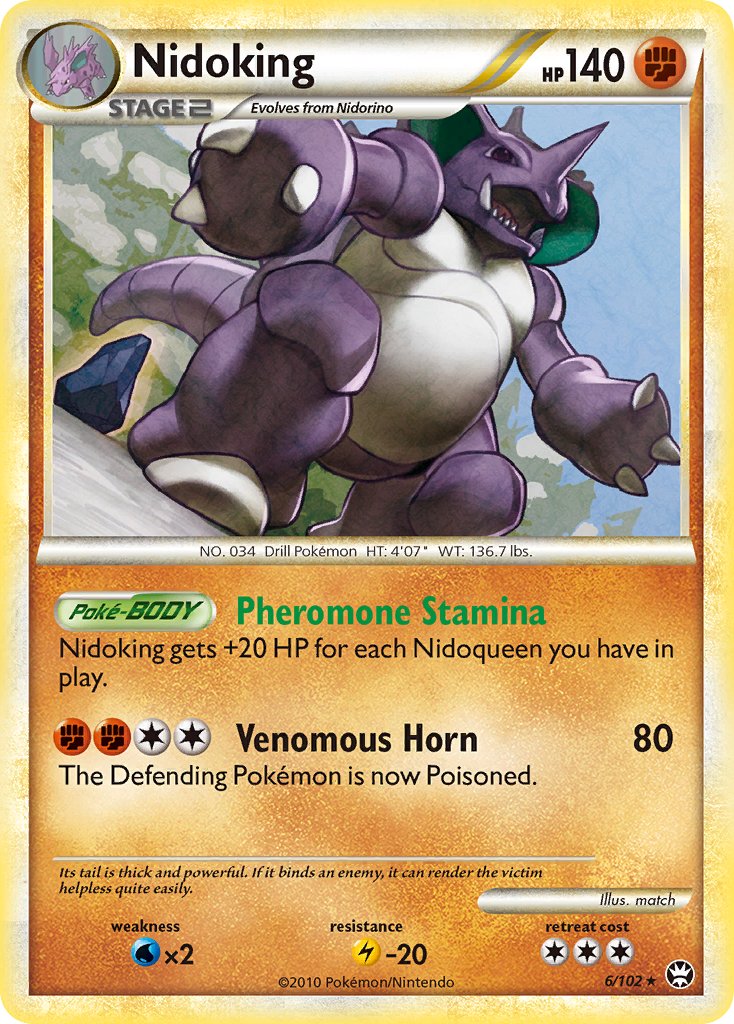 Nidoking (6/102) (Cracked Ice Holo) (Theme Deck Exclusive) [HeartGold & SoulSilver: Triumphant] | Gam3 Escape