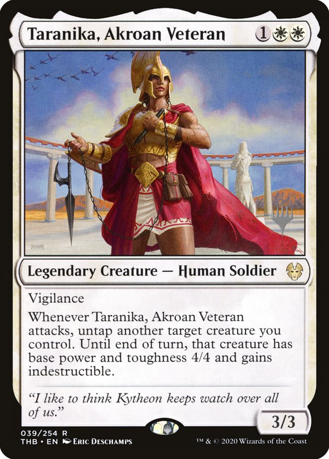 Taranika, Akroan Veteran (Promo Pack) [Theros Beyond Death Promos] | Gam3 Escape