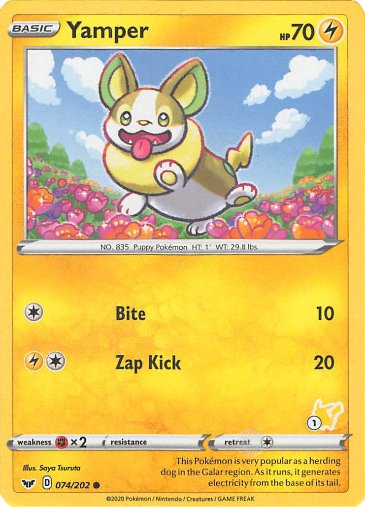 Yamper (074/202) (Pikachu Stamp #1) [Battle Academy 2022] | Gam3 Escape
