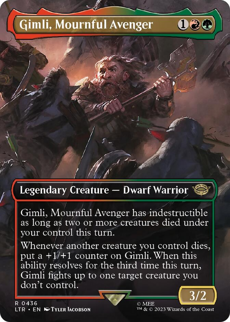 Gimli, Mournful Avenger (Borderless Alternate Art) [The Lord of the Rings: Tales of Middle-Earth] | Gam3 Escape