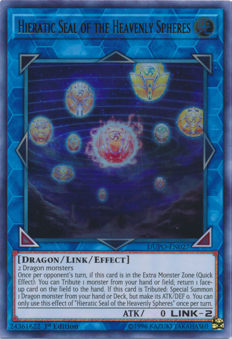 Hieratic Seal of the Heavenly Spheres [DUPO-EN027] Ultra Rare | Gam3 Escape