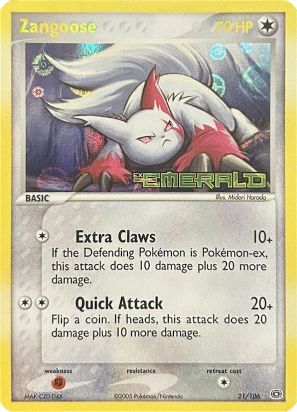 Zangoose (21/106) (Stamped) [EX: Emerald] | Gam3 Escape