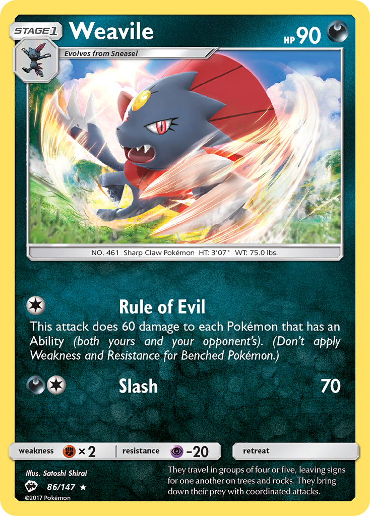 Weavile (86/147) [Sun & Moon: Burning Shadows] | Gam3 Escape