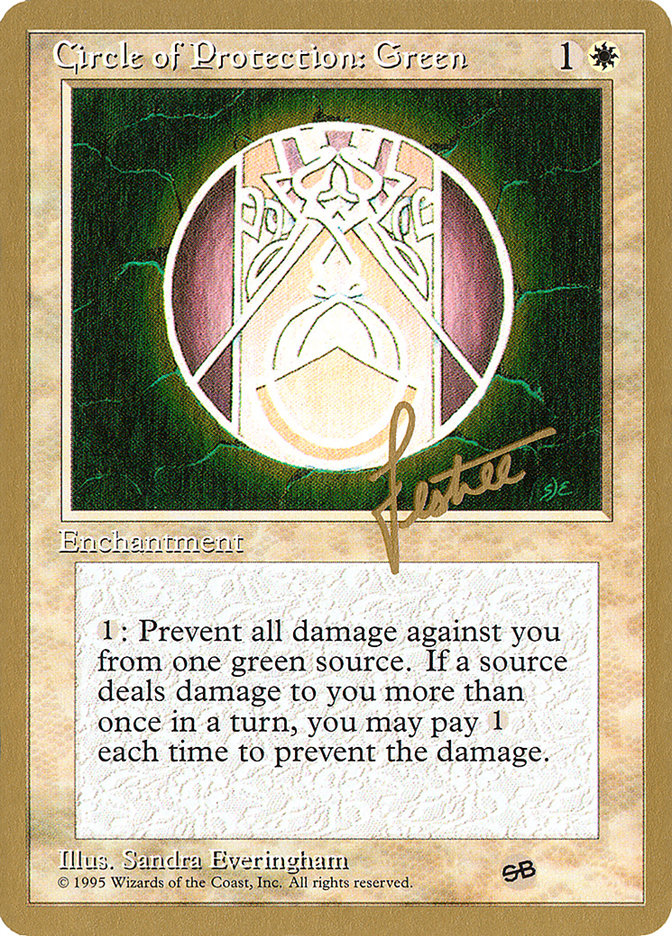 Circle of Protection: Green (Bertrand Lestree) (SB) (4ED) [Pro Tour Collector Set] | Gam3 Escape