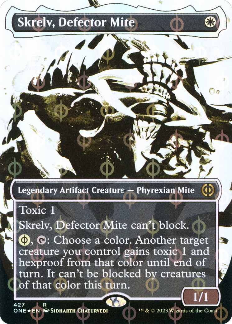 Skrelv, Defector Mite (Borderless Ichor Step-and-Compleat Foil) [Phyrexia: All Will Be One] | Gam3 Escape