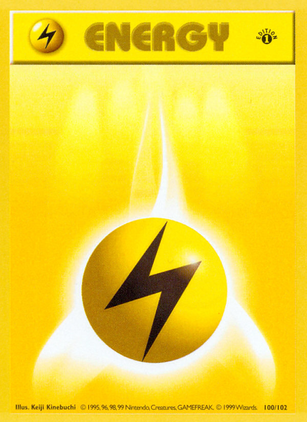 Lightning Energy (100/102) (Shadowless) [Base Set 1st Edition] | Gam3 Escape