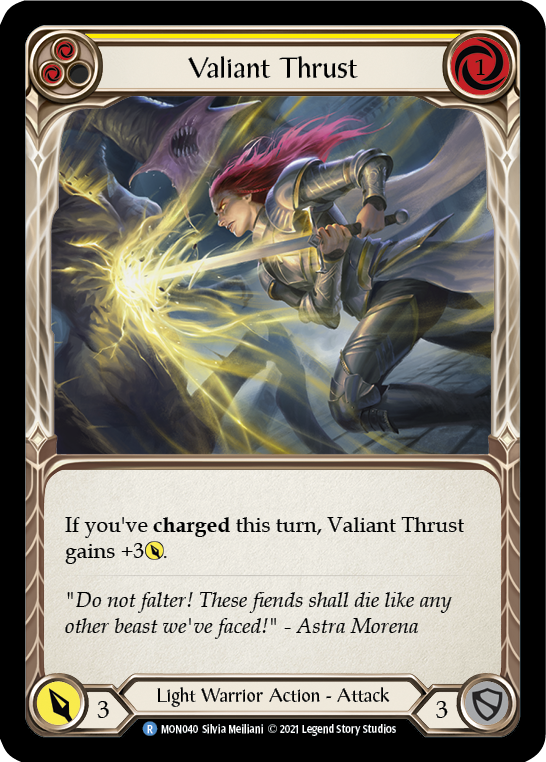 Valiant Thrust (Yellow) [MON040] 1st Edition Normal | Gam3 Escape