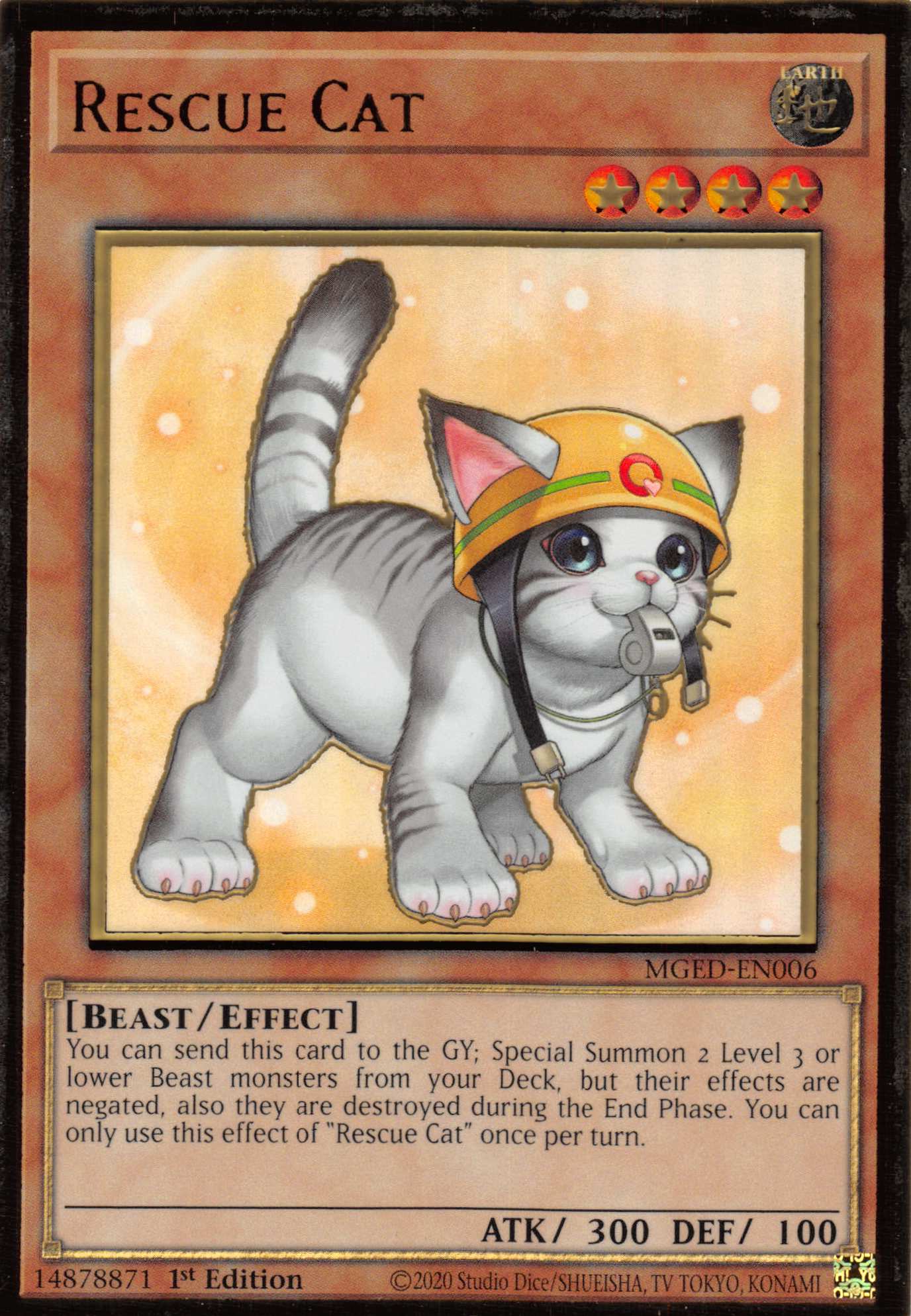 Rescue Cat (Alternate Art) [MGED-EN006] Gold Rare | Gam3 Escape