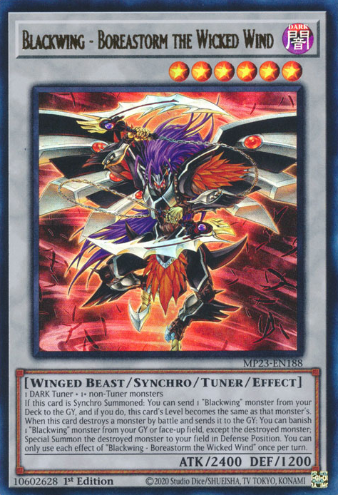 Blackwing - Boreastorm the Wicked Wind [MP23-EN188] Ultra Rare | Gam3 Escape