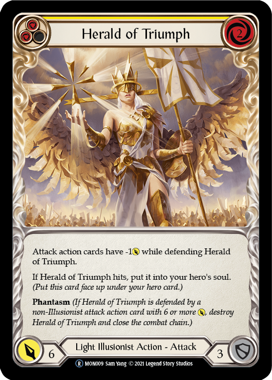 Herald of Triumph (Yellow) (Rainbow Foil) [U-MON009-RF] Unlimited Rainbow Foil | Gam3 Escape