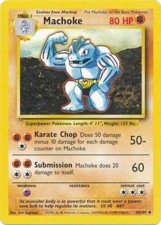 Machoke (34/102) [Base Set Unlimited] | Gam3 Escape