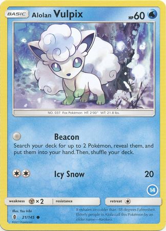 Alolan Vulpix (21/145) (Deck Exclusive #14) [Sun & Moon: Trainer Kit - Alolan Ninetales] | Gam3 Escape