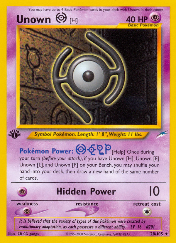 Unown [H] (28/105) [Neo Destiny 1st Edition] | Gam3 Escape