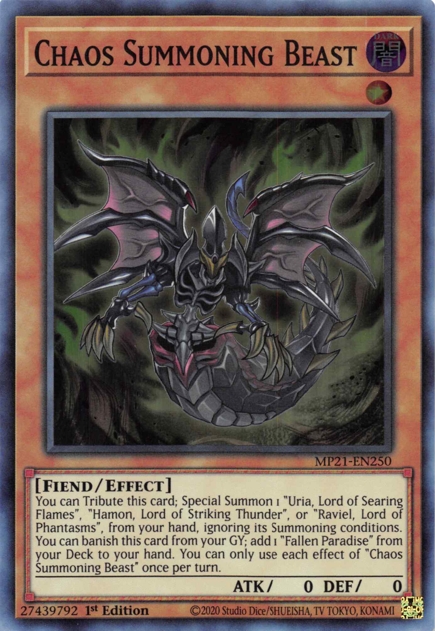 Chaos Summoning Beast [MP21-EN250] Super Rare | Gam3 Escape