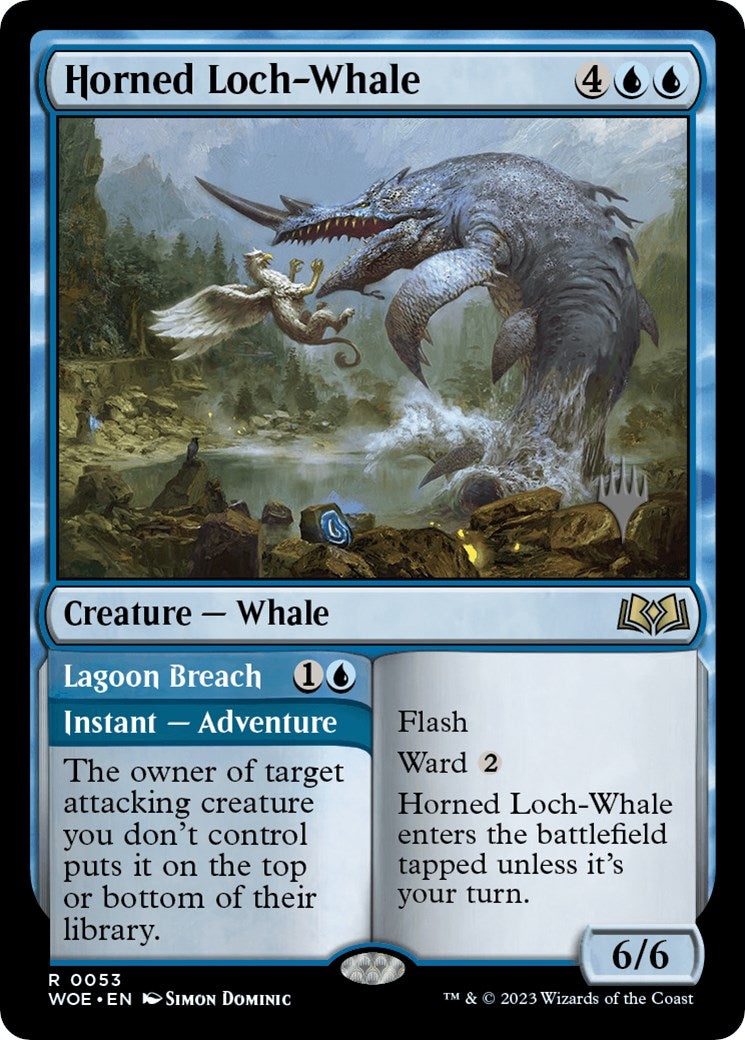 Horned Loch-Whale // Lagoon Breach (Promo Pack) [Wilds of Eldraine Promos] | Gam3 Escape
