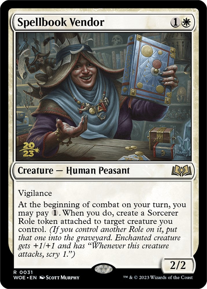 Spellbook Vendor [Wilds of Eldraine Prerelease Promos] | Gam3 Escape