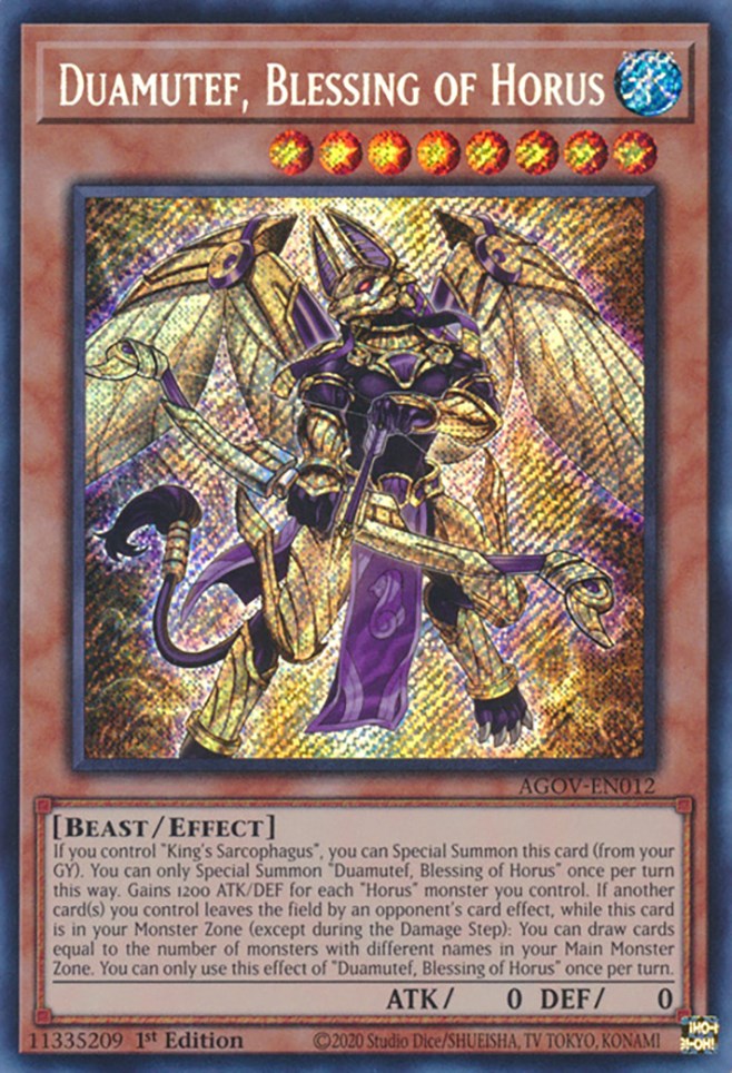 Duamutef, Blessing of Horus [AGOV-EN012] Secret Rare | Gam3 Escape