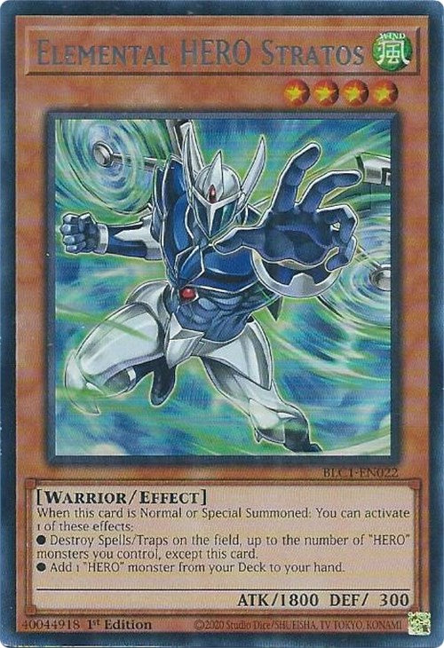 Elemental HERO Stratos (Alternate Art) (Silver) [BLC1-EN022] Ultra Rare | Gam3 Escape